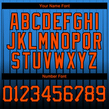 Charger l&#39;image dans la galerie, Custom Electric Blue Orange-Black 3D Pattern Design Gradient Geometric Shape Authentic Baseball Jersey
