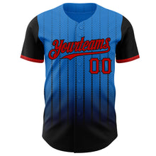 Charger l&#39;image dans la galerie, Custom Electric Blue Red-Black 3D Pattern Design Gradient Geometric Shape Authentic Baseball Jersey

