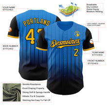 Charger l&#39;image dans la galerie, Custom Electric Blue Gold-Black 3D Pattern Design Gradient Geometric Shape Authentic Baseball Jersey
