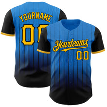 Charger l&#39;image dans la galerie, Custom Electric Blue Gold-Black 3D Pattern Design Gradient Geometric Shape Authentic Baseball Jersey
