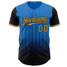 Charger l&#39;image dans la galerie, Custom Electric Blue Old Gold-Black 3D Pattern Design Gradient Geometric Shape Authentic Baseball Jersey
