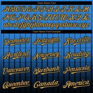 Custom Electric Blue Old Gold-Black 3D Pattern Design Gradient Geometric Shape Authentic Baseball Jersey