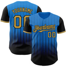 Charger l&#39;image dans la galerie, Custom Electric Blue Old Gold-Black 3D Pattern Design Gradient Geometric Shape Authentic Baseball Jersey
