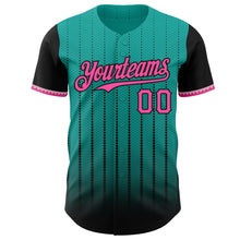 Laden Sie das Bild in den Galerie-Viewer, Custom Aqua Pink-Black 3D Pattern Design Gradient Geometric Shape Authentic Baseball Jersey
