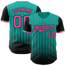 Laden Sie das Bild in den Galerie-Viewer, Custom Aqua Pink-Black 3D Pattern Design Gradient Geometric Shape Authentic Baseball Jersey
