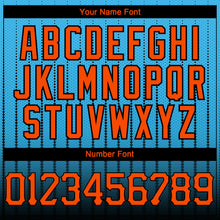 Load image into Gallery viewer, Custom Sky Blue Orange-Black 3D Pattern Design Gradient Geometric Shape Authentic Baseball Jersey
