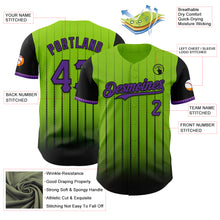 Load image into Gallery viewer, Custom Neon Green Purple-Black 3D Pattern Design Gradient Geometric Shape Authentic Baseball Jersey
