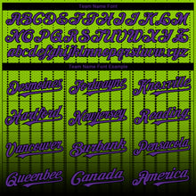 Load image into Gallery viewer, Custom Neon Green Purple-Black 3D Pattern Design Gradient Geometric Shape Authentic Baseball Jersey
