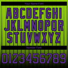 Load image into Gallery viewer, Custom Neon Green Purple-Black 3D Pattern Design Gradient Geometric Shape Authentic Baseball Jersey
