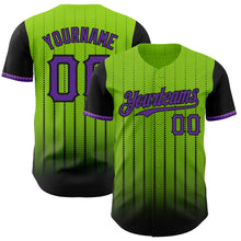 Load image into Gallery viewer, Custom Neon Green Purple-Black 3D Pattern Design Gradient Geometric Shape Authentic Baseball Jersey
