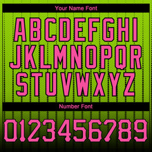 Load image into Gallery viewer, Custom Neon Green Pink-Black 3D Pattern Design Gradient Geometric Shape Authentic Baseball Jersey
