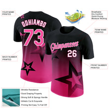 Laden Sie das Bild in den Galerie-Viewer, Custom Black Pink-White 3D Pattern Design Gradient Style Twinkle Star Performance T-Shirt
