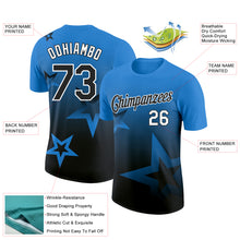 Laden Sie das Bild in den Galerie-Viewer, Custom Powder Blue Black-White 3D Pattern Design Gradient Style Twinkle Star Performance T-Shirt
