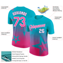 Laden Sie das Bild in den Galerie-Viewer, Custom Lakes Blue Pink-White 3D Pattern Design Gradient Style Twinkle Star Performance T-Shirt
