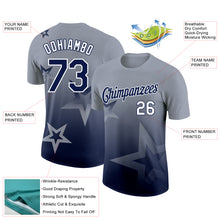 Charger l&#39;image dans la galerie, Custom Gray Navy-White 3D Pattern Design Gradient Style Twinkle Star Performance T-Shirt
