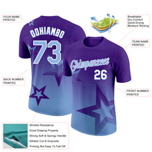 Charger l&#39;image dans la galerie, Custom Purple Light Blue-White 3D Pattern Design Gradient Style Twinkle Star Performance T-Shirt
