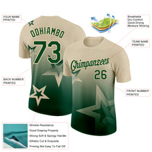 Laden Sie das Bild in den Galerie-Viewer, Custom Cream Green 3D Pattern Design Gradient Style Twinkle Star Performance T-Shirt
