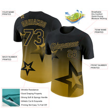 Загрузить изображение в средство просмотра галереи, Custom Black Old Gold 3D Pattern Design Gradient Style Twinkle Star Performance T-Shirt
