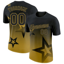 Загрузить изображение в средство просмотра галереи, Custom Black Old Gold 3D Pattern Design Gradient Style Twinkle Star Performance T-Shirt
