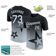 Laden Sie das Bild in den Galerie-Viewer, Custom Black Silver 3D Pattern Design Gradient Style Twinkle Star Performance T-Shirt
