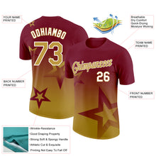 Load image into Gallery viewer, Custom Crimson Old Gold-White 3D Pattern Design Gradient Style Twinkle Star Performance T-Shirt
