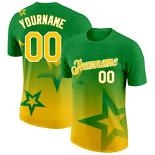 Laden Sie das Bild in den Galerie-Viewer, Custom Grass Green Yellow-White 3D Pattern Design Gradient Style Twinkle Star Performance T-Shirt
