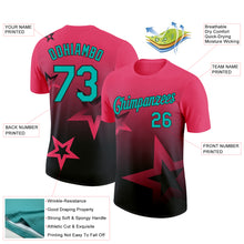 Laden Sie das Bild in den Galerie-Viewer, Custom Neon Pink Aqua-Black 3D Pattern Design Gradient Style Twinkle Star Performance T-Shirt
