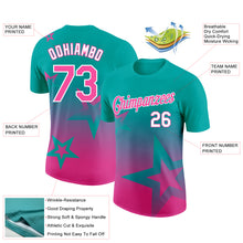 Charger l&#39;image dans la galerie, Custom Aqua Pink-White 3D Pattern Design Gradient Style Twinkle Star Performance T-Shirt
