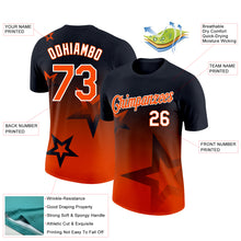 Laden Sie das Bild in den Galerie-Viewer, Custom Black Orange-White 3D Pattern Design Gradient Style Twinkle Star Performance T-Shirt
