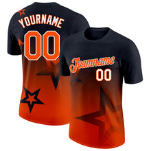 Laden Sie das Bild in den Galerie-Viewer, Custom Black Orange-White 3D Pattern Design Gradient Style Twinkle Star Performance T-Shirt
