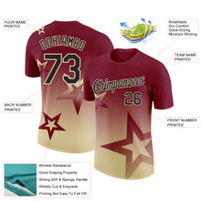 Load image into Gallery viewer, Custom Crimson Black-Cream 3D Pattern Design Gradient Style Twinkle Star Performance T-Shirt
