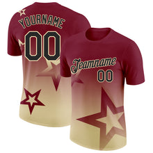 Load image into Gallery viewer, Custom Crimson Black-Cream 3D Pattern Design Gradient Style Twinkle Star Performance T-Shirt
