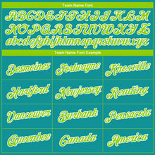 Загрузить изображение в средство просмотра галереи, Custom Teal Neon Green-White 3D Pattern Design Gradient Style Twinkle Star Performance T-Shirt
