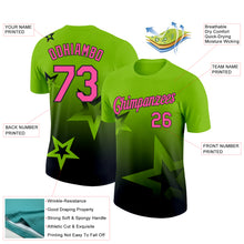 Laden Sie das Bild in den Galerie-Viewer, Custom Neon Green Pink-Black 3D Pattern Design Gradient Style Twinkle Star Performance T-Shirt
