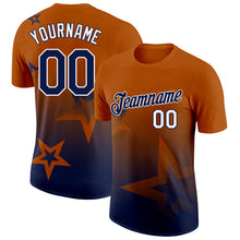 Laden Sie das Bild in den Galerie-Viewer, Custom Texas Orange Navy-White 3D Pattern Design Gradient Style Twinkle Star Performance T-Shirt

