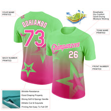 Laden Sie das Bild in den Galerie-Viewer, Custom Pea Green Pink-White 3D Pattern Design Gradient Style Twinkle Star Performance T-Shirt
