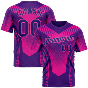 Custom Dark Purple Pink 3D Pattern Design Gradient Neon Sport Wear Performance T-Shirt