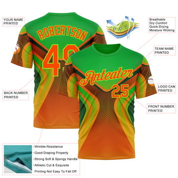 Custom Green Orange-Neon Green 3D Pattern Design Africa Neon Sport Wear Performance T-Shirt
