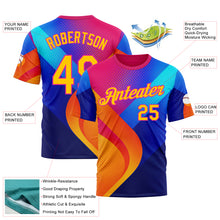 Load image into Gallery viewer, Custom Deep Pink Yellow-Blue 3D Pattern Design Neon Chromatic Sportswear Performance T-Shirt
