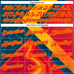 Custom Yellow Fire Red-Blue 3D Pattern Design Spain Marble Sport Wear Performance T-Shirt