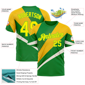 Custom Green Light Yellow Aurora Green-Yellow 3D Pattern Design Brazil Sport Wear Performance T-Shirt
