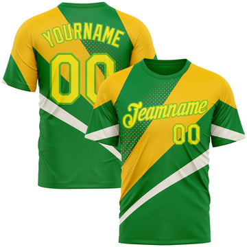 Custom Green Light Yellow Aurora Green-Yellow 3D Pattern Design Brazil Sport Wear Performance T-Shirt