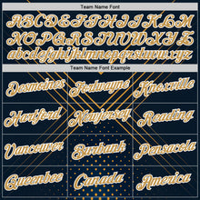 Charger l&#39;image dans la galerie, Custom Navy Old Gold-White 3D Pattern Design Geometric Shape Sport Wear Performance T-Shirt
