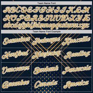 Custom Navy Old Gold-White 3D Pattern Design Geometric Shape Sport Wear Performance T-Shirt
