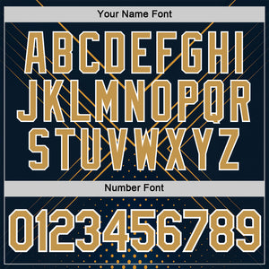 Custom Navy Old Gold-White 3D Pattern Design Geometric Shape Sport Wear Performance T-Shirt