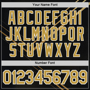 Custom Black Old Gold-White 3D Pattern Design Geometric Shape Sport Wear Performance T-Shirt