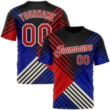 Load image into Gallery viewer, Custom Black Red Blue-White 3D Pattern Design USA Inspired America Sport Wear Performance T-Shirt
