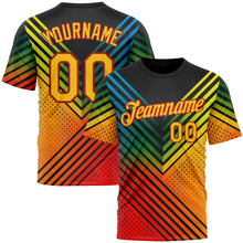 Load image into Gallery viewer, Custom Black Yellow-Red 3D Pattern Design Africa Sportswear Performance T-Shirt

