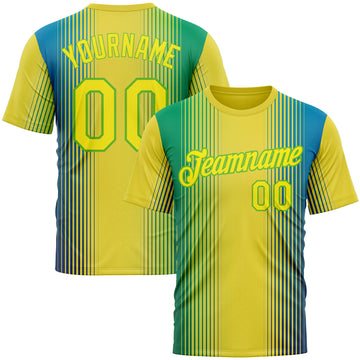 Custom Yellow Light Yellow-Aurora Green 3D Pattern Design Gradient Brazil Africa Sport Wear Performance T-Shirt