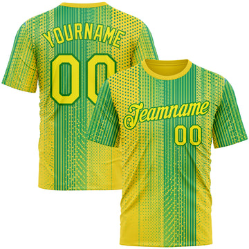 Custom Yellow Light Yellow-Grass Green 3D Pattern Design Brazil Africa Sport Wear Performance T-Shirt